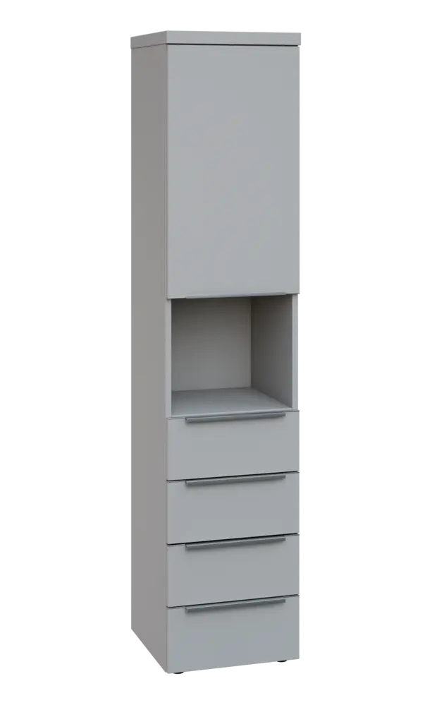 SIN 5 - 44ZND kancelářská skříň, 4-zásuvková/nika, 1-dveřová, pravá, 1820x400x400, šedá